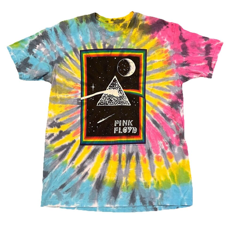Liquid Blue Pink Floyd Prism Moon Tie-Dye T-Shirt Size M